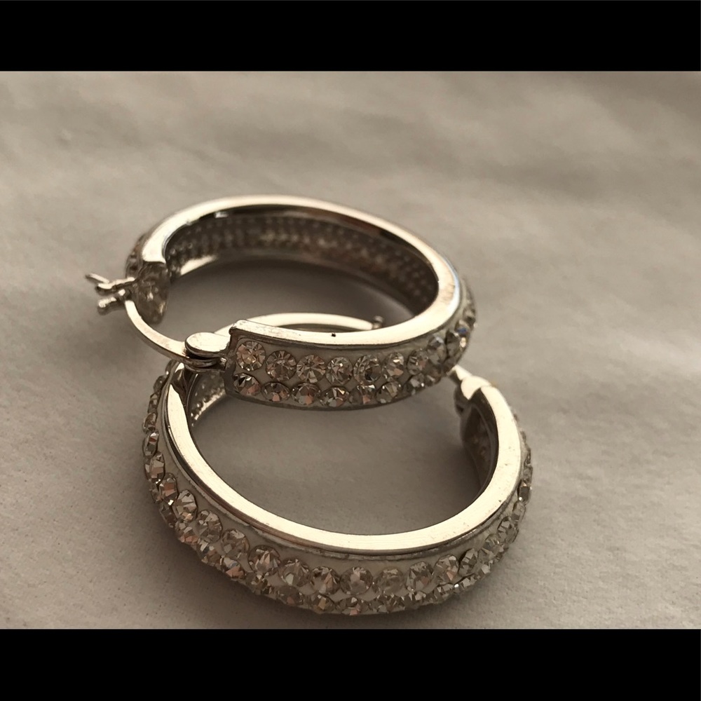 White Gold Plated Crystal Earrings